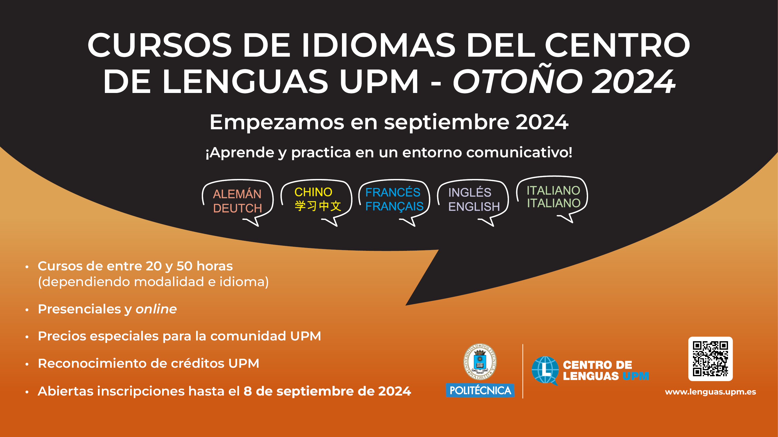 Cursos de Idiomas para el semestre de otoño 2024 del Centro de Lenguas  